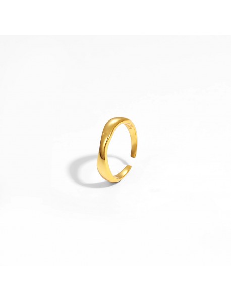 Simple Wave Irregulae Office 925 Sterling Silver Adjustable Ring