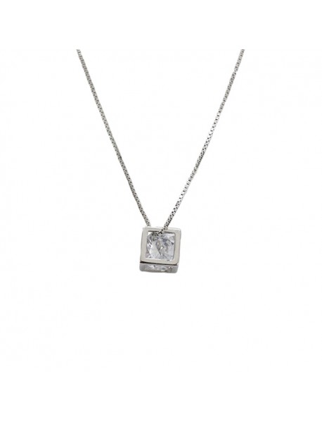 Gift Geometry CZ  Magic Cube Hollow 925 Sterling Silver Necklace
