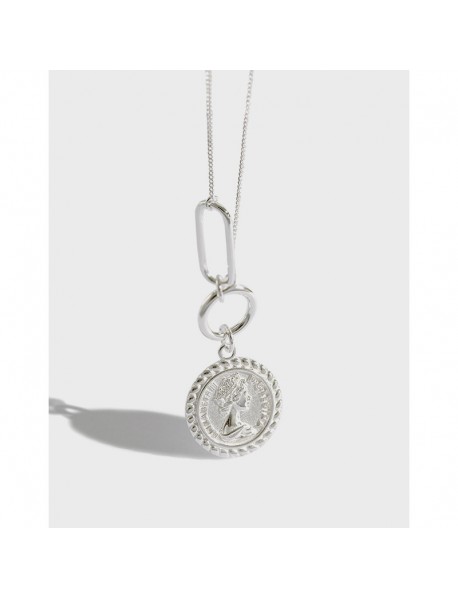 Women Elizabeth Portrait 925 Sterling Silver Necklace