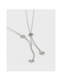 Simple Snake Chain Beads Adjustable 925 Sterling Silver Necklace