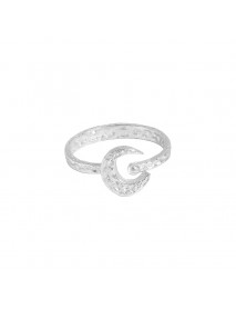 Casual Crescent Moon 925 Sterling Silver Adjustable Ring