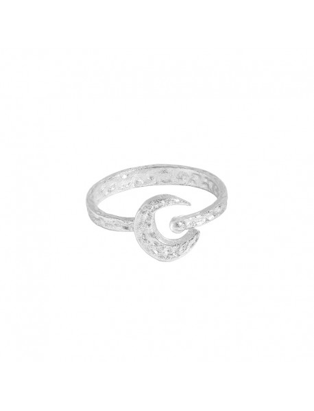 Casual Crescent Moon 925 Sterling Silver Adjustable Ring