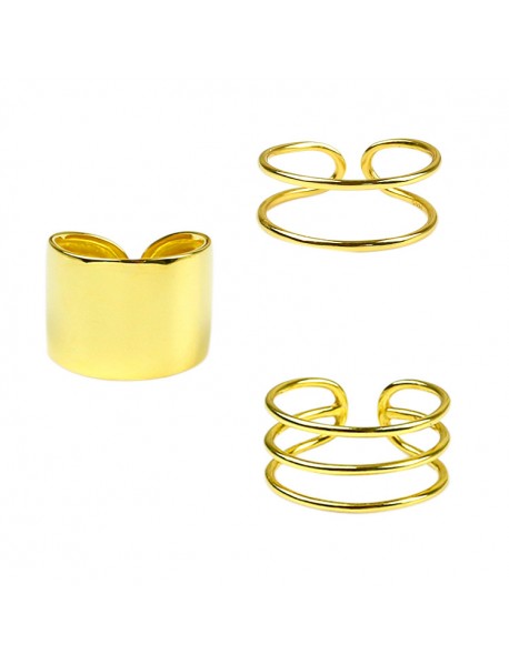 Fashion Double Triple Layers Wide 925 Sterling Silver Adjustable Ring