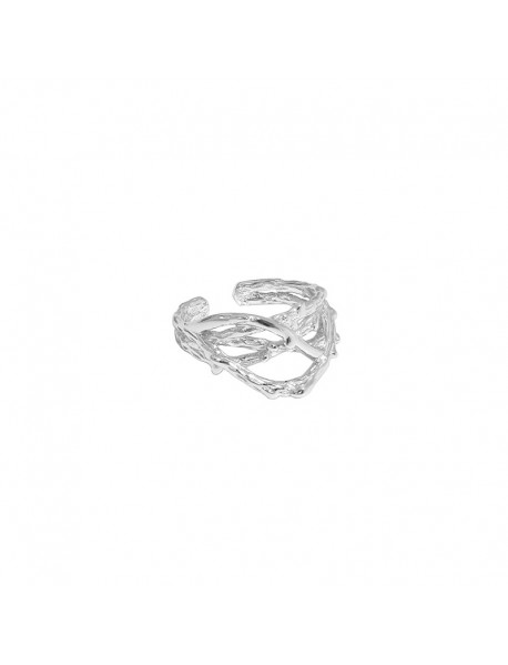 Classic Hollow Branch Cross 925 Sterling Silver Non-Pierced Earring(Single)
