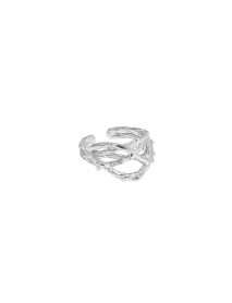 Classic Hollow Branch Cross 925 Sterling Silver Non-Pierced Earring(Single)