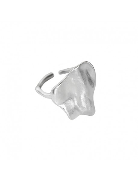Fashion Irregular Lotus Leaf 925 Sterling Silver Adjustable Ring