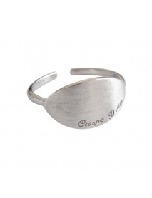 Simple Geometry Eavpe Diem Letters 925 Sterling Silver Adjustable Ring