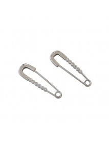 Fashion CZ Hollow Pin 925 Sterling Silver Hoop Earrings