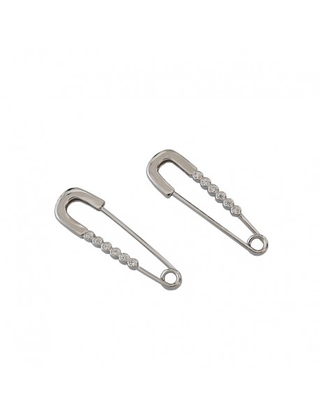 Fashion CZ Hollow Pin 925 Sterling Silver Hoop Earrings