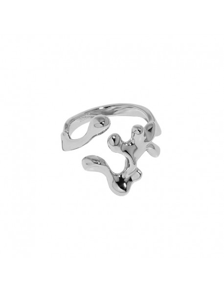 Minimalist New Irregular Flowing Lava 925 Sterling Silver Adjustable Ring
