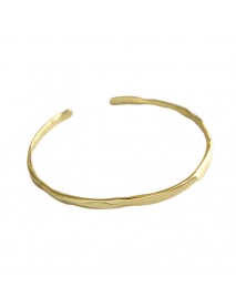 Simple Irregular Wave New 925 Sterling Silver Open Bangle