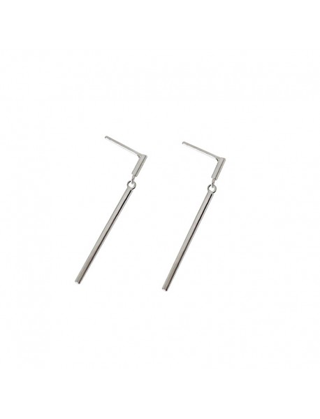 Geometry Simple Rectangle Stick 925 Sterling Silver Dangling Earrings
