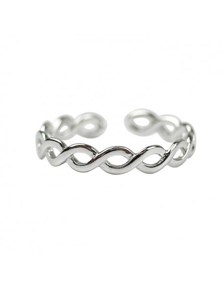 Simple Hollow Twisted New 925 Sterling Silver Adjustable Ring