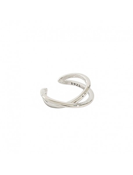 Simple Cross 925 Sterling Silver Non-Pierced Earring(Single)