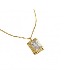 Simple Geometry Square CZ Hot 925 Sterling Silver Necklace