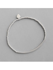 Simple 2mm Beads Tube 925 Sterling Silver Bracelet