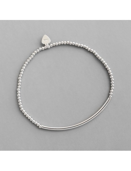 Simple 2mm Beads Tube 925 Sterling Silver Bracelet