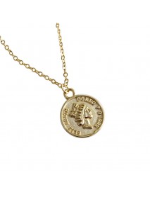 Fashion Portrait Letters Coin 925 Sterling Silver Necklace