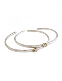 Simple Smile Face 925 Sterling Silver Open Promise Bangle