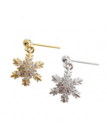Beautiful CZ Snowflake New 925 Sterling Silver Dangling Earrings