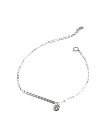 Simple Geometry Stick CZ 925 Sterling Silver Bracelet