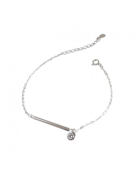 Simple Geometry Stick CZ 925 Sterling Silver Bracelet