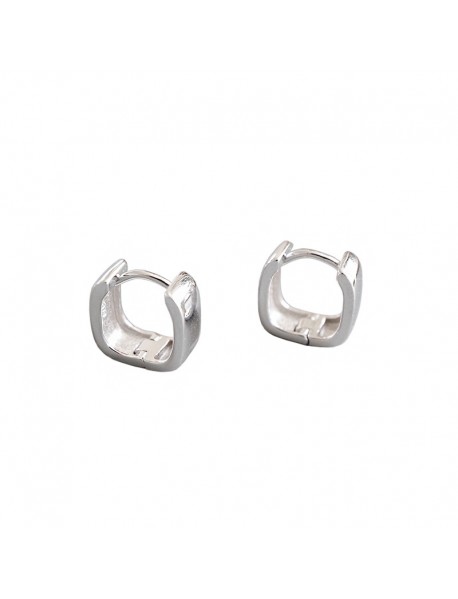 Geometry Simple Hollow Square 925 Sterling Silver Hoop Earrings