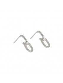 Simple Mini Loop Chain 925 Sterling Silver Stud Earrings