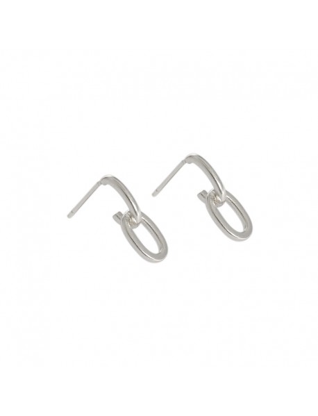 Simple Mini Loop Chain 925 Sterling Silver Stud Earrings