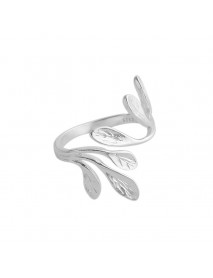 Fashion Olive Branch Leaves 925 Sterling Silver Adjustable Ring