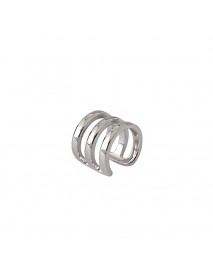 Fashion U Shape Three Layer 925 Sterling Silver Non-Pierced Earring(Single)