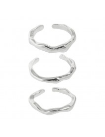Graduation Irregular Wave 925 Sterling Silver Adjustable Ring