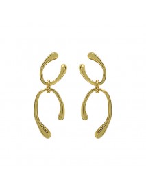 Modern Double U Shape 925 Sterling Silver Dangling Earrings