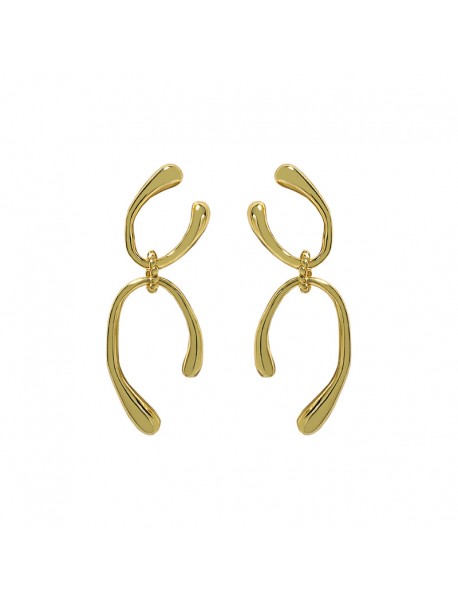 Modern Double U Shape 925 Sterling Silver Dangling Earrings