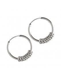 Fashion Multi Mini Circles 925 Sterling Silver Hoop Earrings