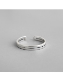 Vintage Double Layer Simple 925 Sterling Silver Adjustable Ring