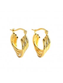 Classic Multi Layers Cross 925 Sterling Silver Hoop Earrings