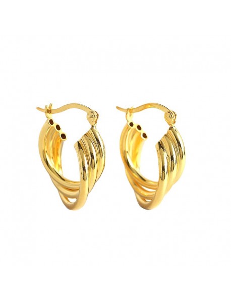 Classic Multi Layers Cross 925 Sterling Silver Hoop Earrings