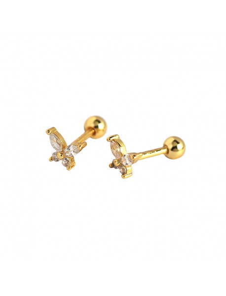Cute Mini CZ Butterfly 925 Sterling Silver Stud Earrings