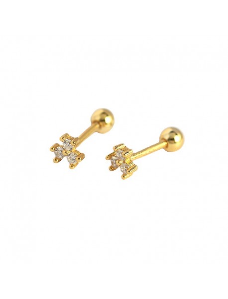 Cute Mini CZ Flower New 925 Sterling Silver Stud Earrings