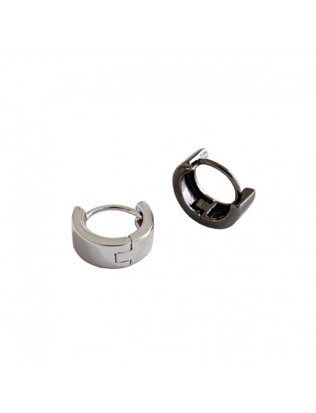 Geometry Mini Cirlce Black 925 Sterling Silver Hoop Earrings