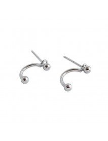 Geometry Simple Beads C Shape 925 Sterling Silver Dangling Earrings