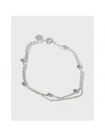 Girl Double Layer Bead Chain 925 Sterling Silver Bracelet