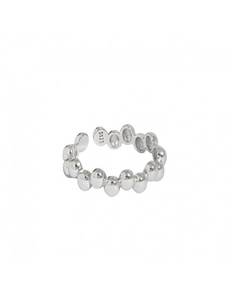 Girl Irregular Beads Bubbles 925 Sterling Silver Adjustable Ring