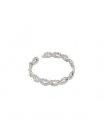 Minimalist Cross Hollow Twisted 925 Sterling Silver Adjustable Ring