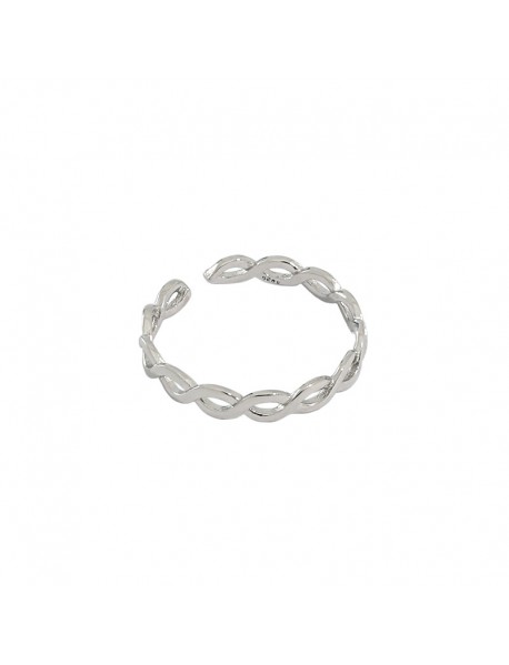 Minimalist Cross Hollow Twisted 925 Sterling Silver Adjustable Ring