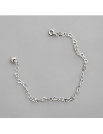 Girl Hollow Heart To Heart 925 Sterling Silver Bracelet