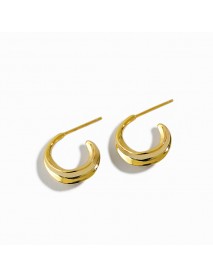 New C Shape Circle irregular 925 Sterling Silver Hoop Earrings