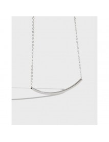 Simple Geometry Square Tube Smile 925 Sterling Silver Necklace