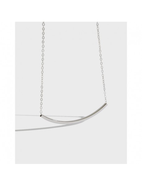 Simple Geometry Square Tube Smile 925 Sterling Silver Necklace